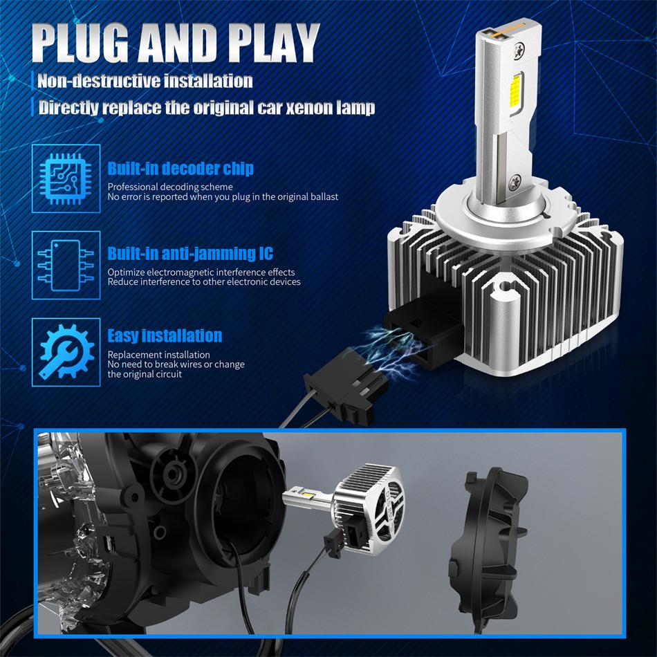 AILEO 2Pcs 180W 220000Lm D1S D3S Led Xenon Canbus D1R Lights For Car Lamps Bulb Headlight D3R Hid Kit Xeon Replacement Headlamps
