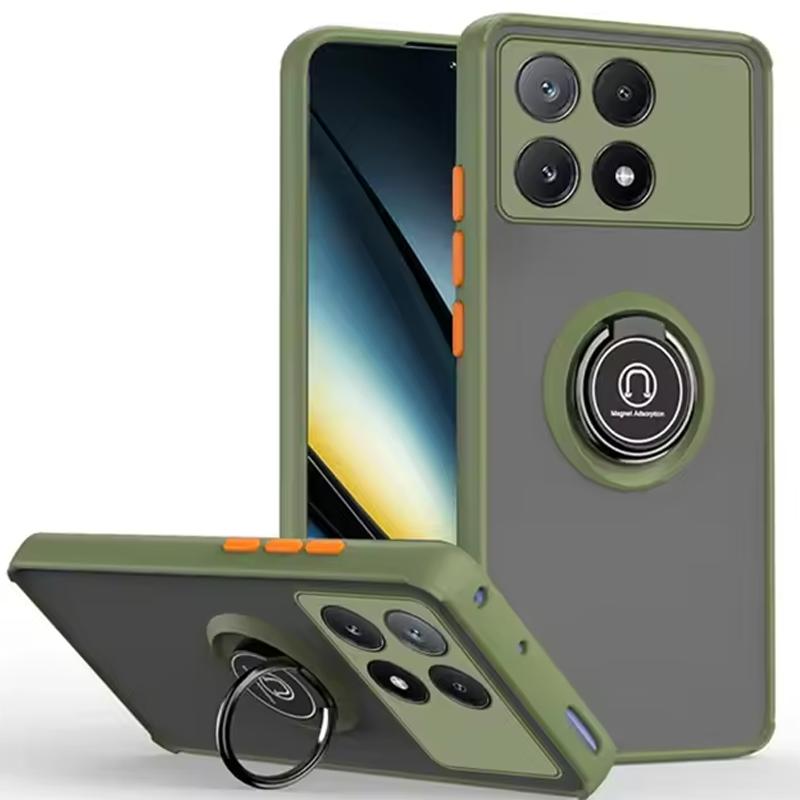 Translucent Shockproof Hard Case with Metal Stand for Poco X7 Pro X6 Pro C75