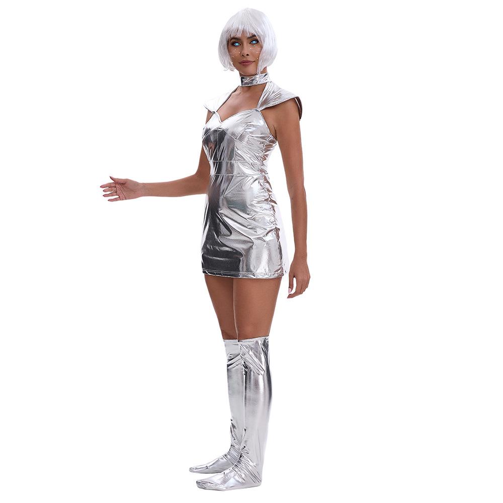 New Mechanical Age Silver Spacesuit, Halloween Planet Warrior Astronaut Cosplay Suit