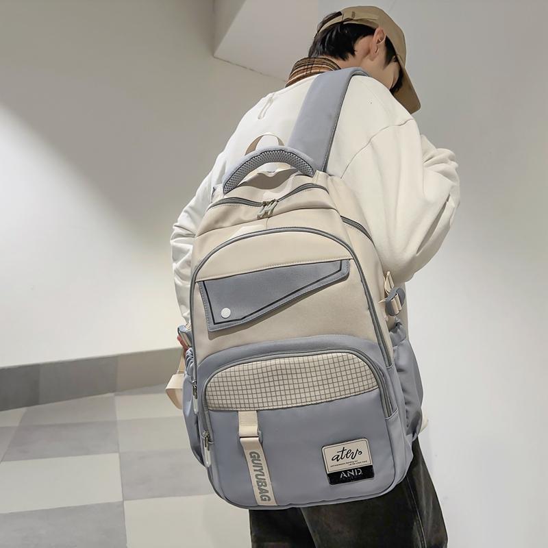 Цветной блок школьный рюкзак для школьников большой емкости рюкзак для пар женский рюкзак мужской дорожный рюкзак