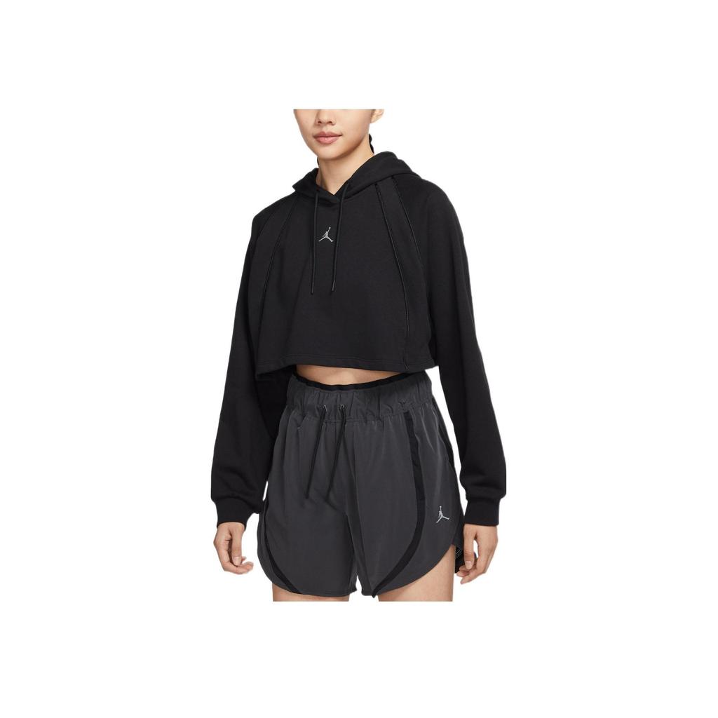 Jordan FW22 Толстовка с капюшоном с логотипом на шнурке, укороченная толстовка с длинными рукавами, женские топы, черные DQ4391-010