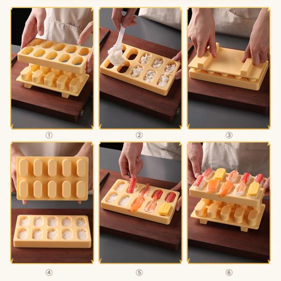 Форма для суши онигири, форма для приготовления рисовых шариков нигири бэнто, 10 в 1, мини-форма для японской кухни, инструмент для приготовления суши для всей семьи