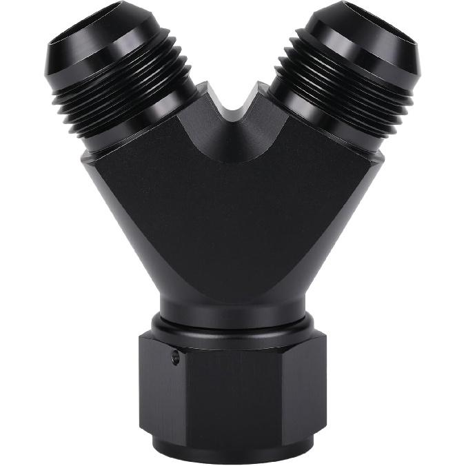 4AN Female to Dual 4AN Male Y Block Fitting Splitter Adapter Union Aluminum Black