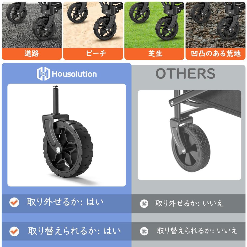 Housolution Carry Large Capacity Load Capacity Outdoor Foldable Camping Convergence Free Standing Storage Cover Black Wagon, 120L, 100kg, Wagon, Cart,