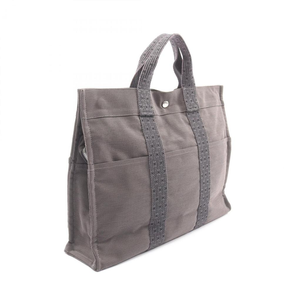 Used HERMES HerlineMM Tote Bag Nylon canvas Gray Used unisex