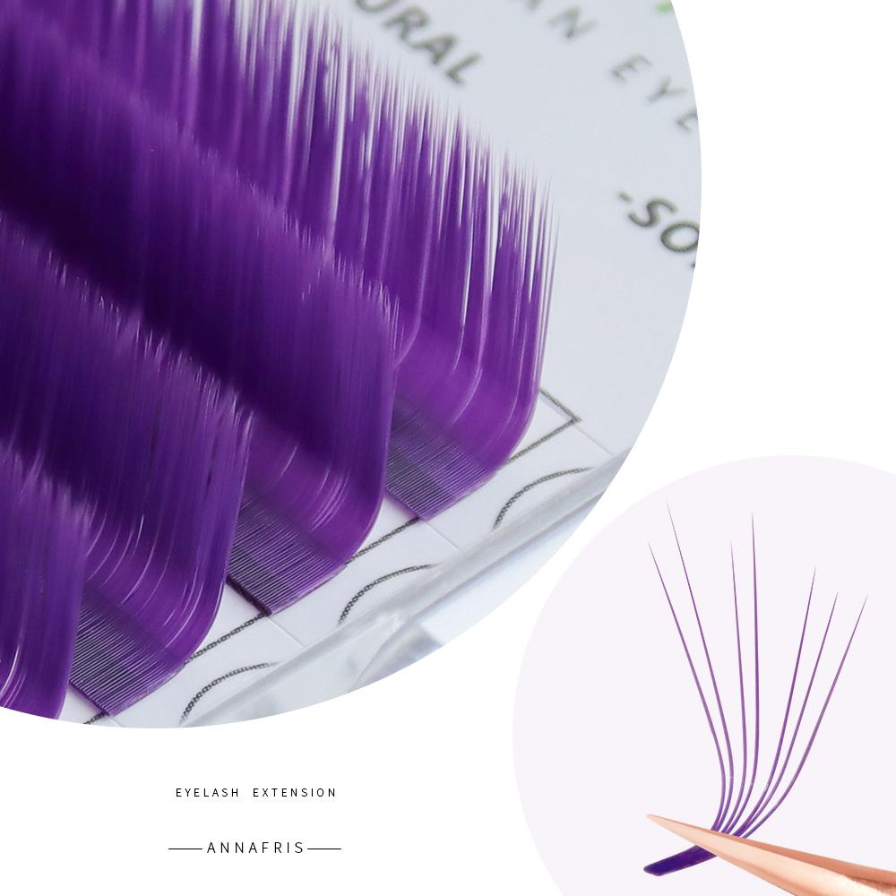 ANNAFRIS Цветное наращивание ресниц с легким веером, розовый/зеленый/коричневый/синий/фиолетовый, автоматические цветущие реснички из искусственной норки для макияжа