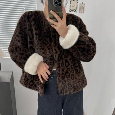 Осенне-зимнее меховое пальто, экологически чистое меховое пальто, полупальто с круглым вырезом для женщин