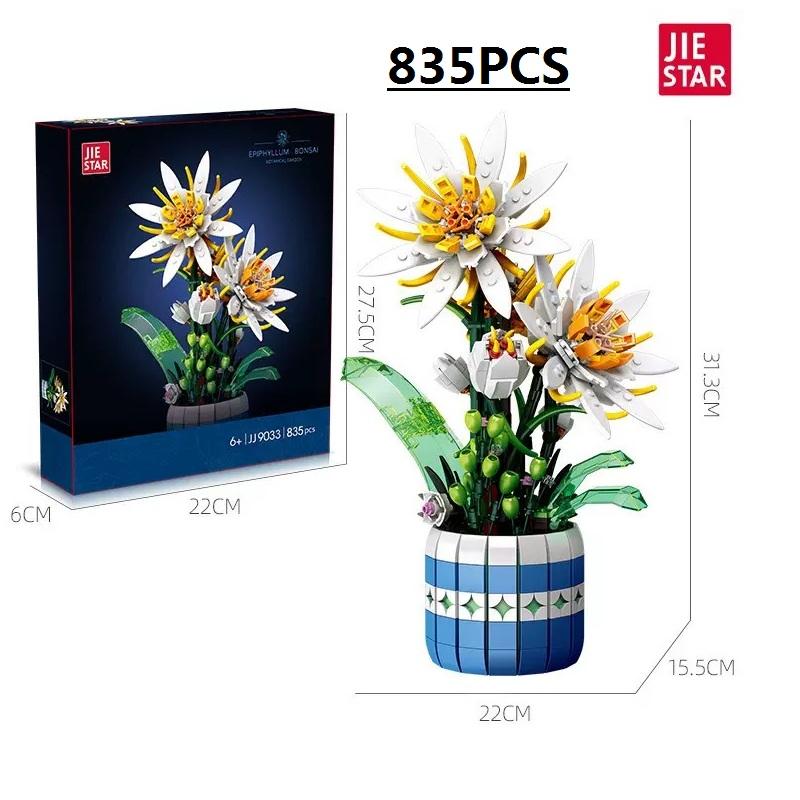 Plastic Blocks Simulation Flowers Building Bricks Eternal Plant Preserved Rose Artificial Bamboo Adult Toy Mom Gift Girl Present