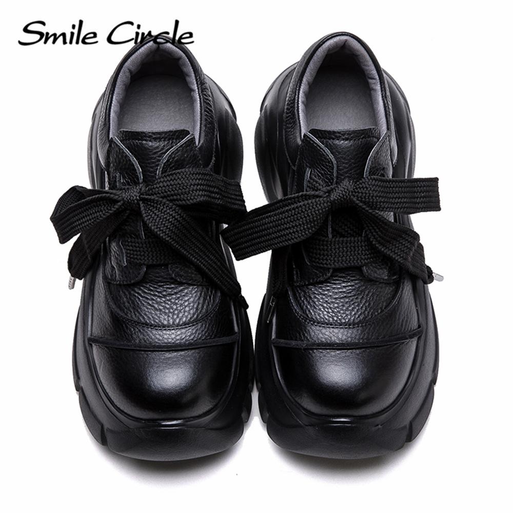 Женская повседневная обувь из натуральной кожи с круглым носком, увеличивающая рост, обувь на толстой подошве, модная удобная обувь на плоской подошве