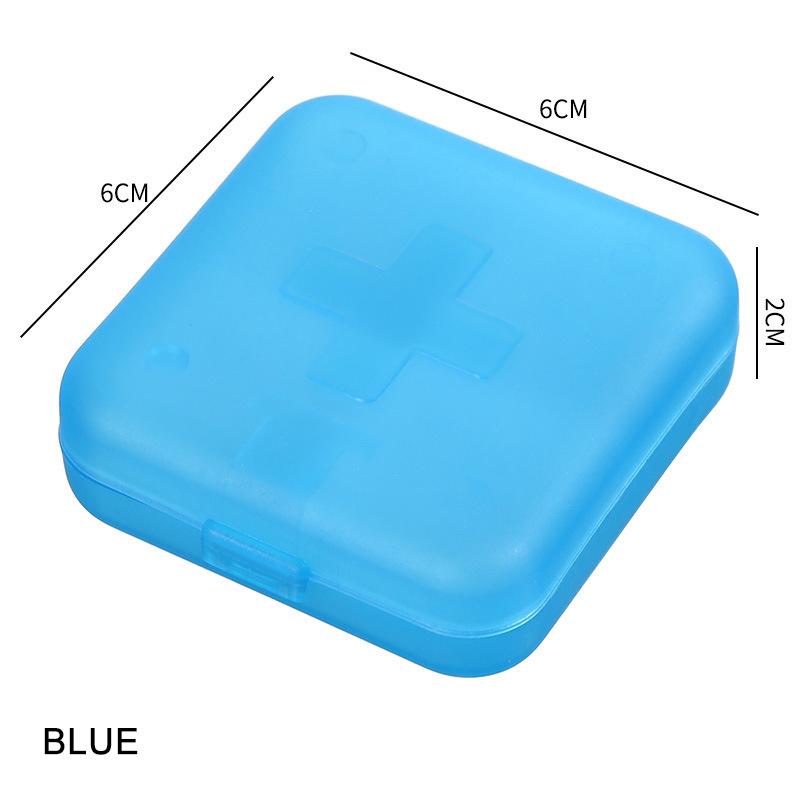 4Grids Cross Print Pill Box Portable Mini Plastic Pill Storage Pure Color Pocket Medicine Box Outdoor Home Pill Case