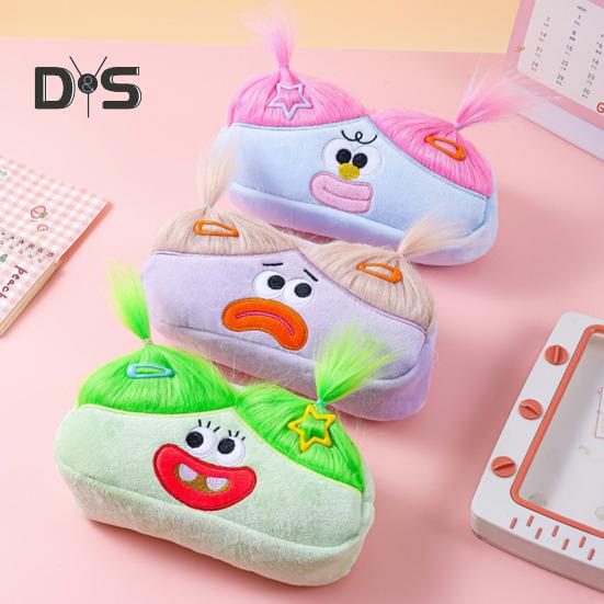 DIY Pencil Case Box Organizer Long Hair Doll Design Large Capacity Zipper Closure Pen Marker Drawing Tool Holder