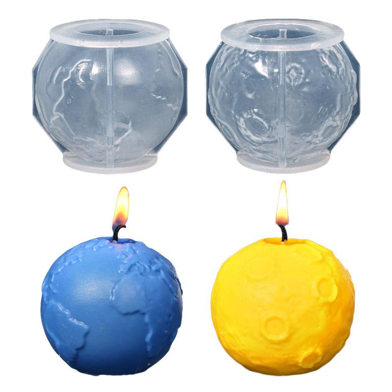 Творческая силиконовая форма для свечей «Луна и Земля», планета, принадлежности для изготовления свечей, мыло, эпоксидная смола, глиняная форма, подарки, художественное ремесло, декор