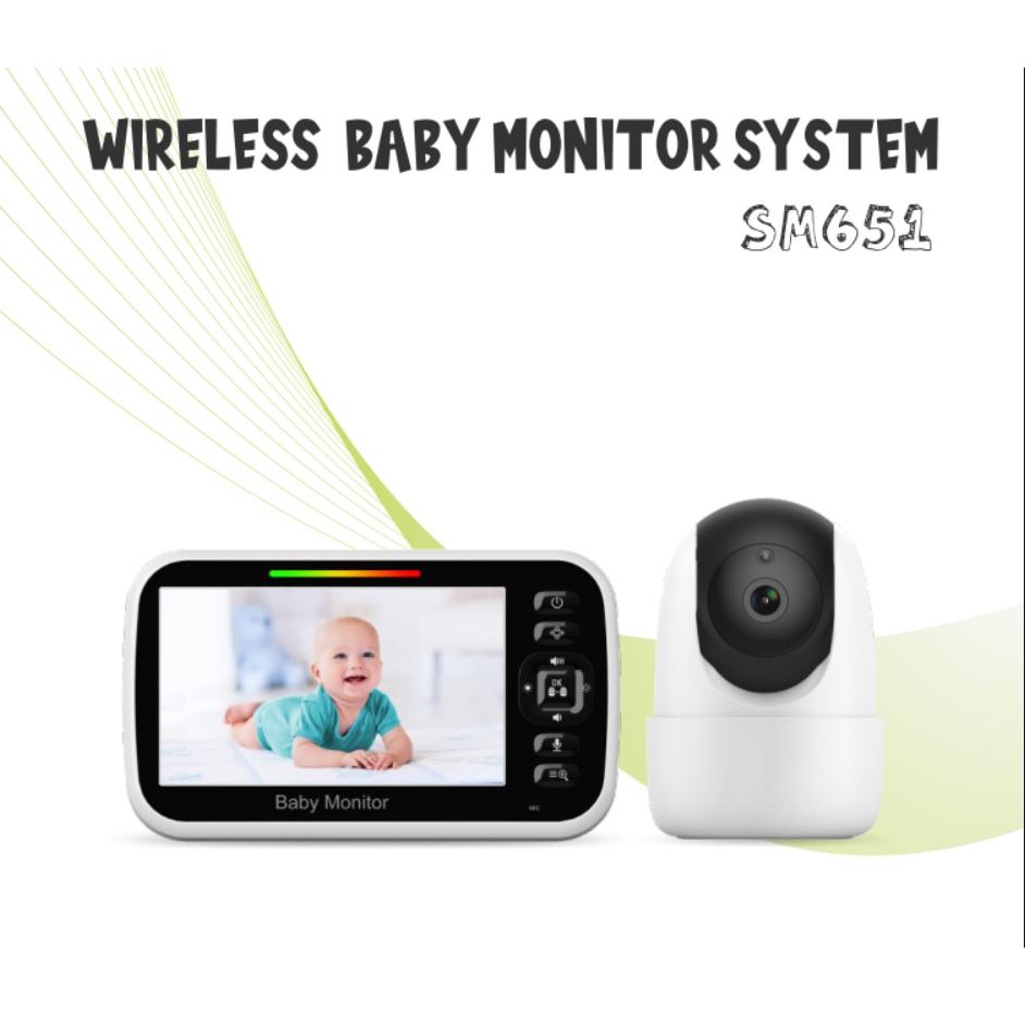 SM651 Радионяня 5 дюймов, ЖК-монитор с функцией панорамирования, наклона и масштабирования, видеоняня с камерой и аудио, режим ночного видения, двусторонний разговор, температура, колыбельныеA