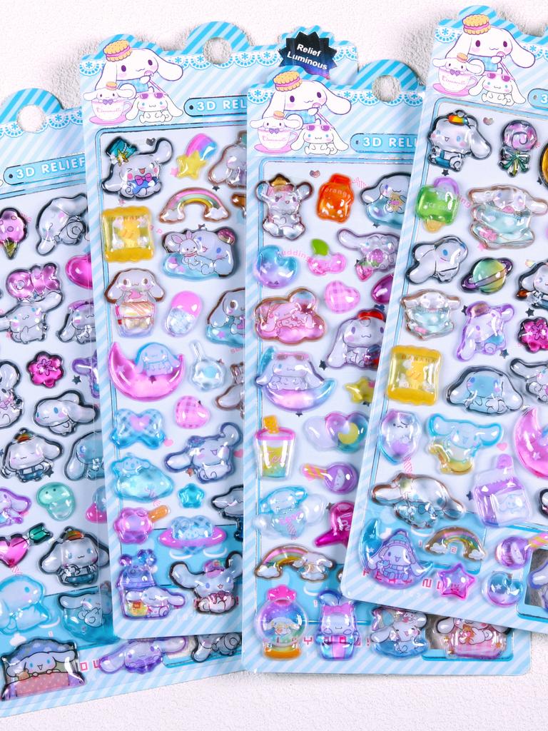 3D рельефные наклейки, Детские мультяшные наклейки, Водные декали Sanrio, Милые наклейки-шейкеры с водой, Подходят для чехлов телефонов и