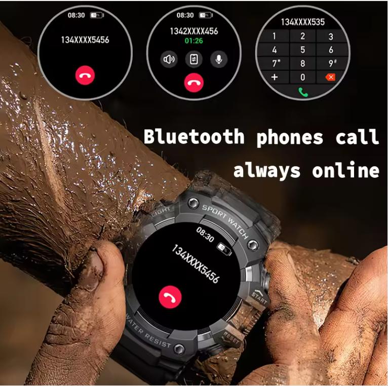 Умные часы для занятий спортом на открытом воздухе, часы с компасом и фонариком, Bluetooth-звонок, мониторинг сердечного ритма, водонепроницаемые часы для мужчин