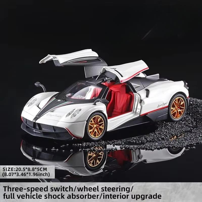 1:24 масштаба Pagani литая металлическая модель автомобиля из сплава, супер спортивная модель автомобиля, модные аксессуары, украшения для автомобиля со звуком и светом, подарок для мальчиков