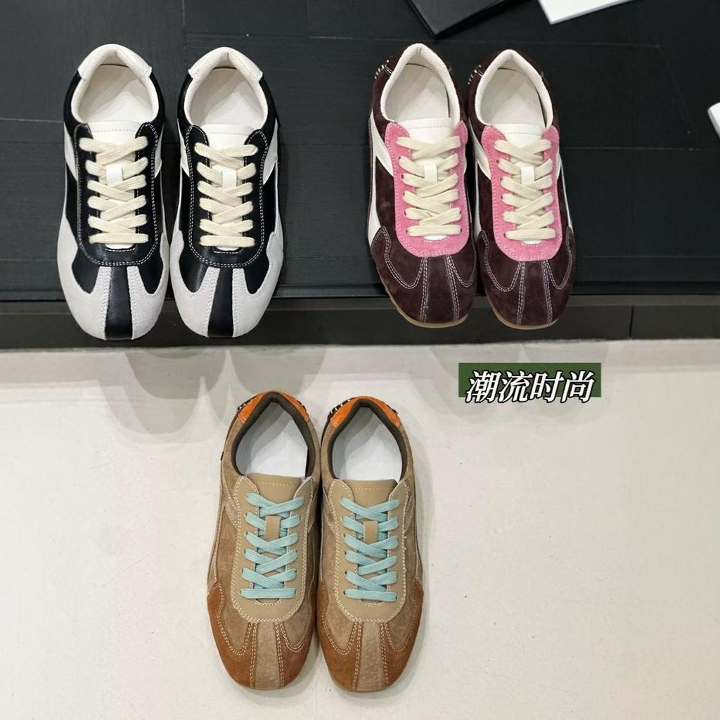 Ретро немецкие тренировочные туфли женские туфли 2025 весна и осень мягкая кожа универсальные повседневные туфли спортивная обувь на плоской подошве кроссовки Форреста Гампа тренд