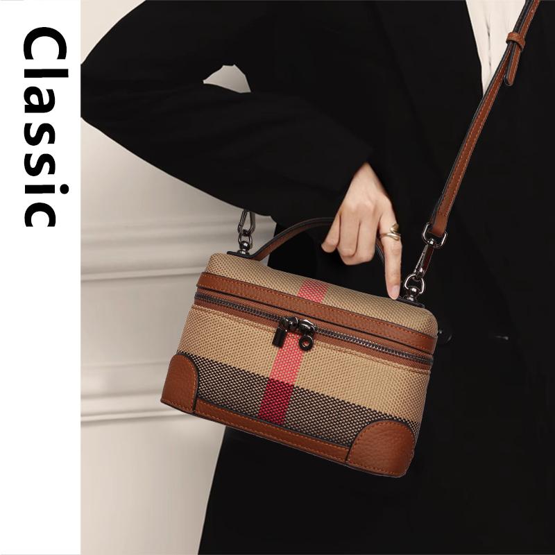 Новая женская сумка через плечо на одно плечо из холста с клетчатым узором из коровьей кожи, сумка для телефона