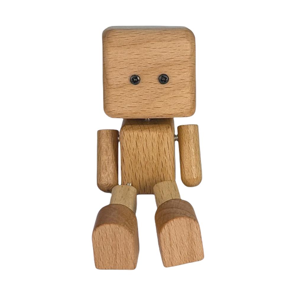 Cute Car Wood Man Shaking Wooden Man Figurine Car Decoration Small Ornaments Decor Creative Figurine Gifts for Home & Office