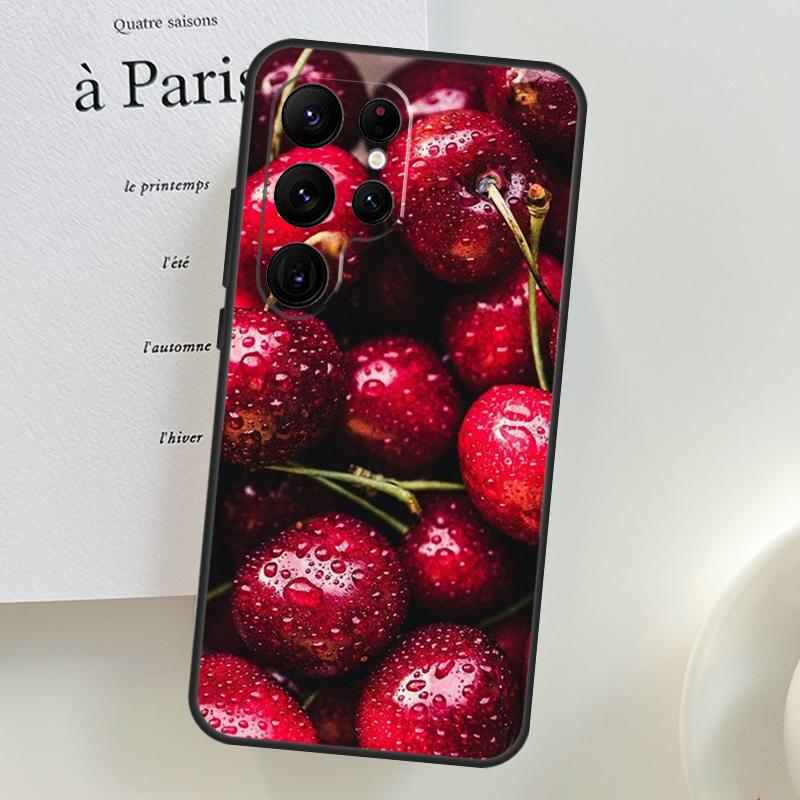 Чехол для телефона Samsung Galaxy S26 Ultra S25 S23 S22 S21 S24 Ultra S10 S20 Plus S25 FE с рисунком еды, фруктов, красной вишни