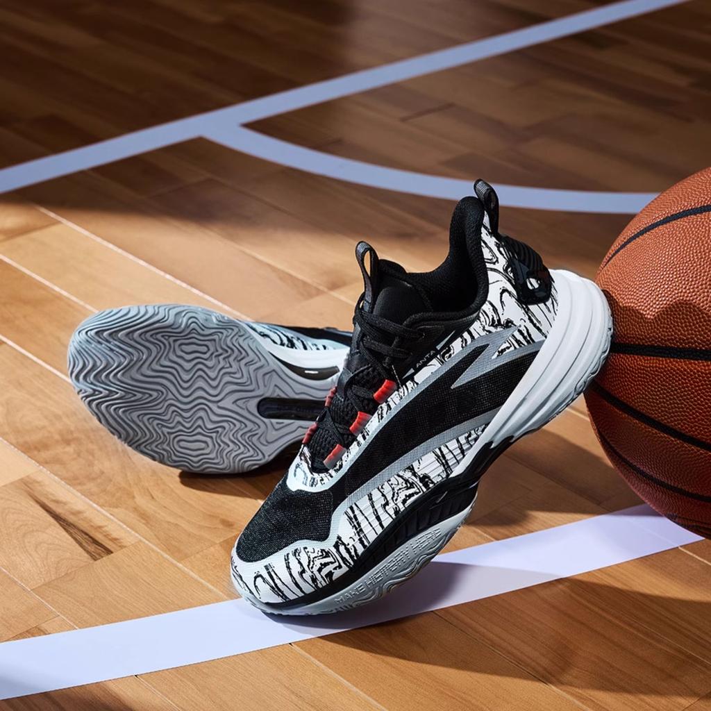 Anta Детские дышащие удобные нескользящие износостойкие низкие баскетбольные кроссовки детские кроссовки черные белые 312431103-3