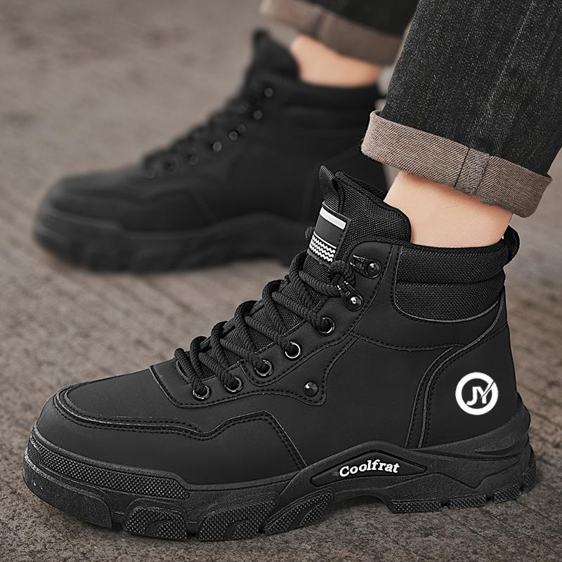 Mens Boots Leather Shoes Platform Boots for Men Outdoor Sneakers Motorcycle Ankle Boots Male Work Boot Casual Hiking Shoes