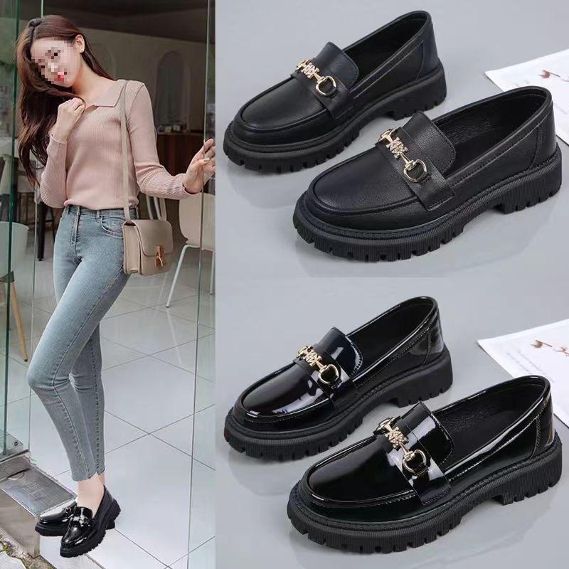 Натуральная мягкая кожа новые лоферы женские британский стиль маленькие кожаные туфли толстая мягкая подошва одинарные туфли женские долго стоять не устаешь осень wome