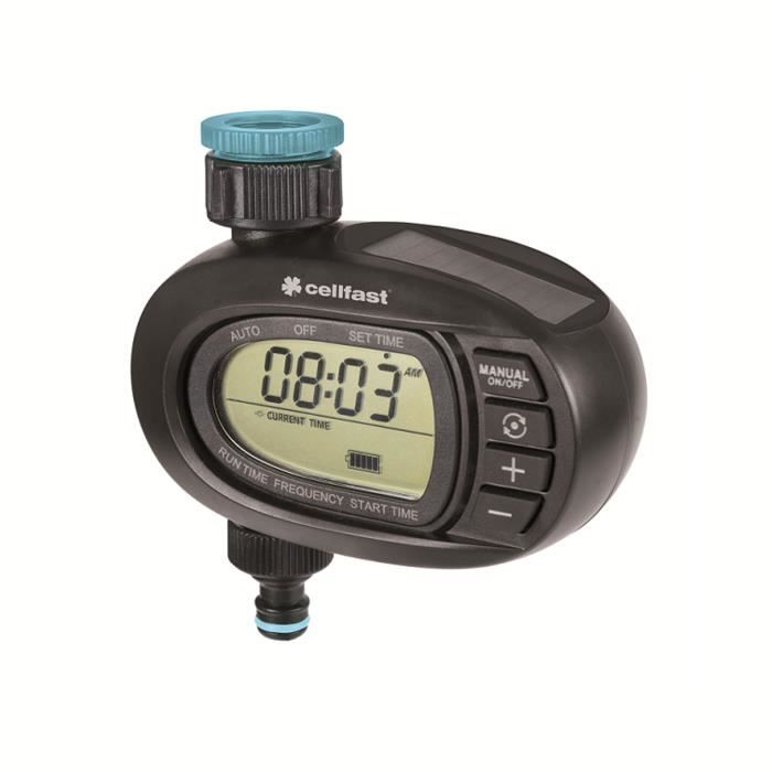 Programmateur d'arrosage - Cellfast - Ergo - Solaire - Affichage lisible - Programmation intuitive