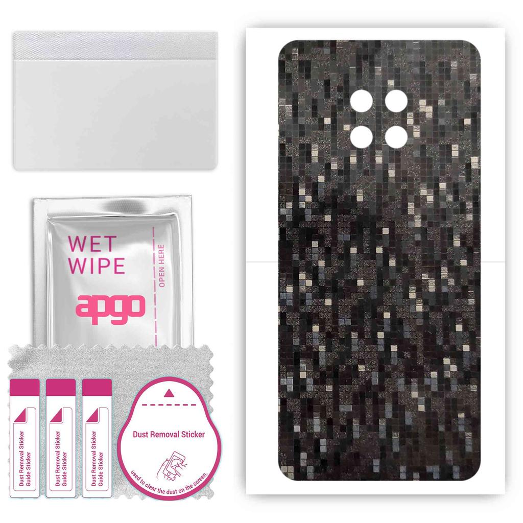 apgo Protective Skin Sticker for the back compatible with Huawei Mate 20 RS P Design, Wrap Film, Foil, Vinyl - Pattern Carbon Black Pixel