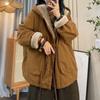 Coat for Women Fleece Thickened Plush Autumn Winter Windbreaker Oversize Casual Zipper Hooded Jacket