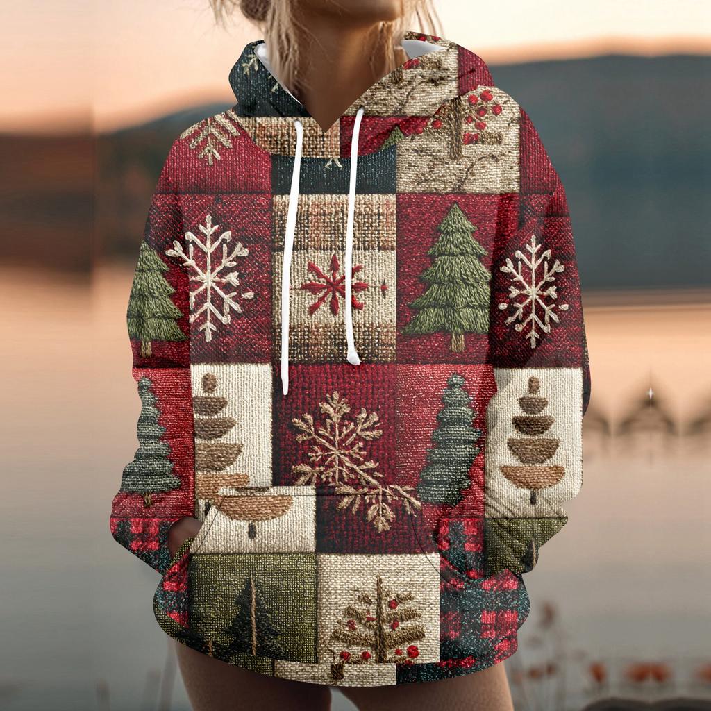 Женская модная толстовка с принтом, повседневная толстовка с капюшоном и карманами