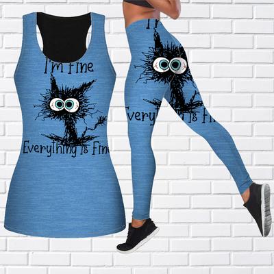 Одежда для йоги с принтом котят для женщин, модные леггинсы для тренировок, спортивные повседневные штаны для фитнеса и йоги