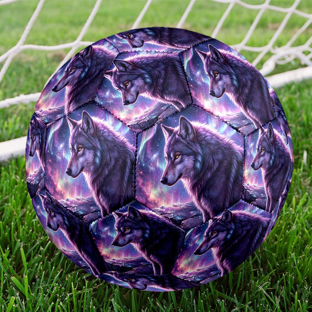 1pc Wolf Aurora Fantasy Theme Soccer Ball Football, Size 5, Lightweight PVC, Outdoor Training Soccer Ball,Sports Gift t61451