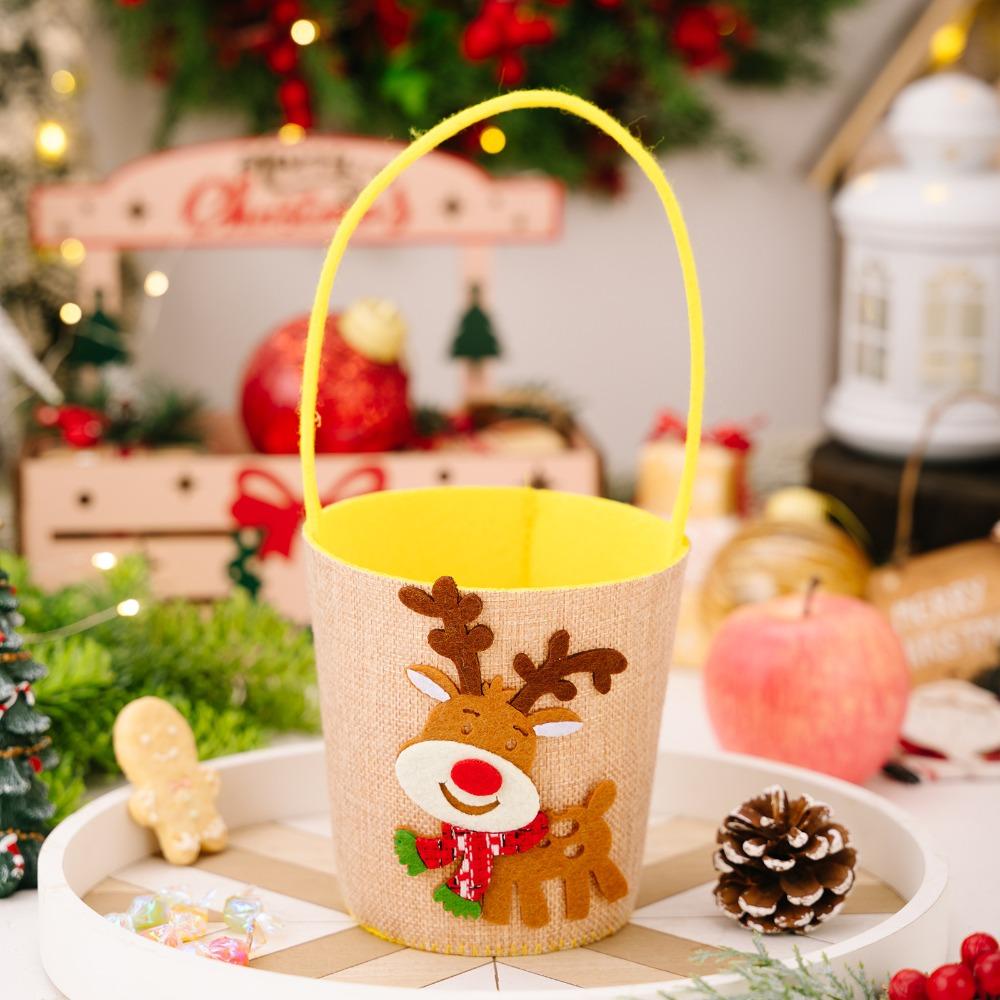 Snowman Elk Christmas Bucket Handbag Large Capacity Delicate Cartoon Candy Bag Funny Reusable Santa Claus Bag Xmas Gifts