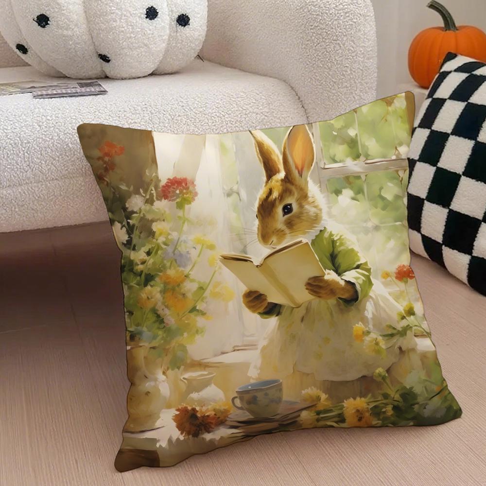 Classic Cute British PPeter Rabbit Cushion Cover Throw Pillow Cover Hidden Button Durable Polyester Chair Cushion
