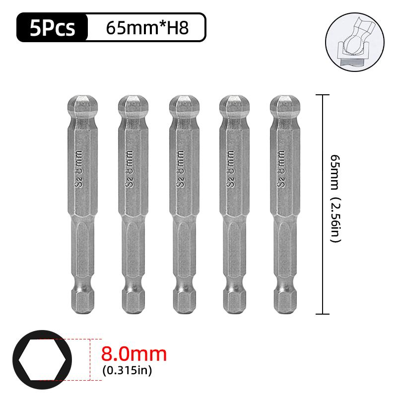 Набор шестигранных отверток с шаровым наконечником, шестигранный ключ, отвертка, сверло с хвостовиком 1/4 дюйма, магнитная сталь S2 65/100 мм, ручные ремонтные инструменты