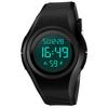 MASTOP Men's and Women's Cool Black Resin Strap Digital Sports Watch with Waterproof Stopwatch, Black, Digital.