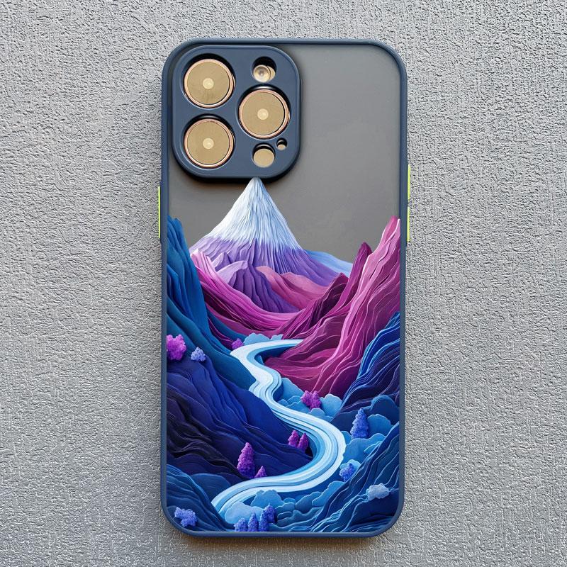Чехол для телефона с принтом Гор и Текущей Воды Для IPhone 16 15 14 Pro Max Plus 13 12 Mini 11 Pro Max X XR XS 8 7 SE2 Чехлы