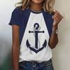 Summer Fashion Women's T-Shirt 3d Anchor Pattern Printed Casual Round Neck Short Sleeve T-Shirts & Blouse Summer For Lady