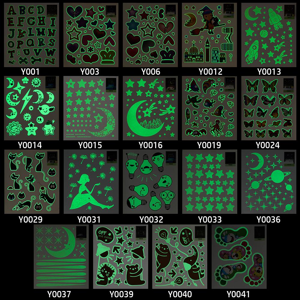 Сделай сам Виниловое украшение для дома Детская спальня Ночной свет Луна Светится в темноте Флуоресцентная наклейка Звезда Светящиеся наклейки на стену