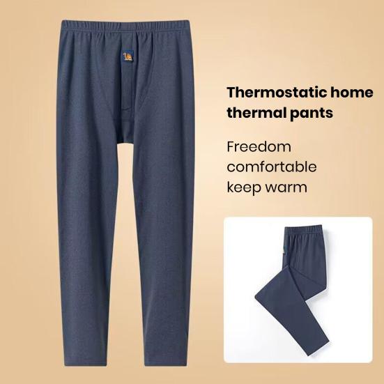 Мужские зимние штаны, эластичные однотонные U-образные выпуклые регулируемые талии, толстые теплые домашние брюки, пижамные штаны, зимнее термобелье