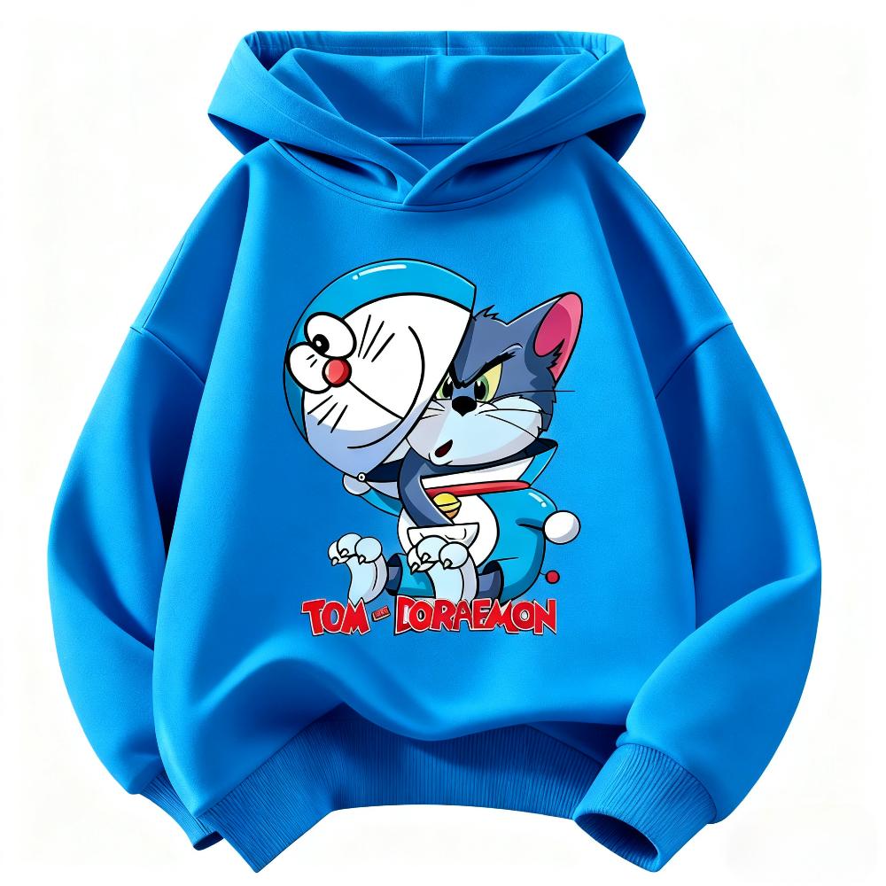 Новая детская толстовка Doraemon для мальчиков и девочек, осенне-зимняя теплая детская толстовка с капюшоном
