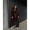 Womens Casual Fleece Two-Piece Set Long Sleeve Zip-Up Top With Drawstring Pants Striped Detail Streetwear