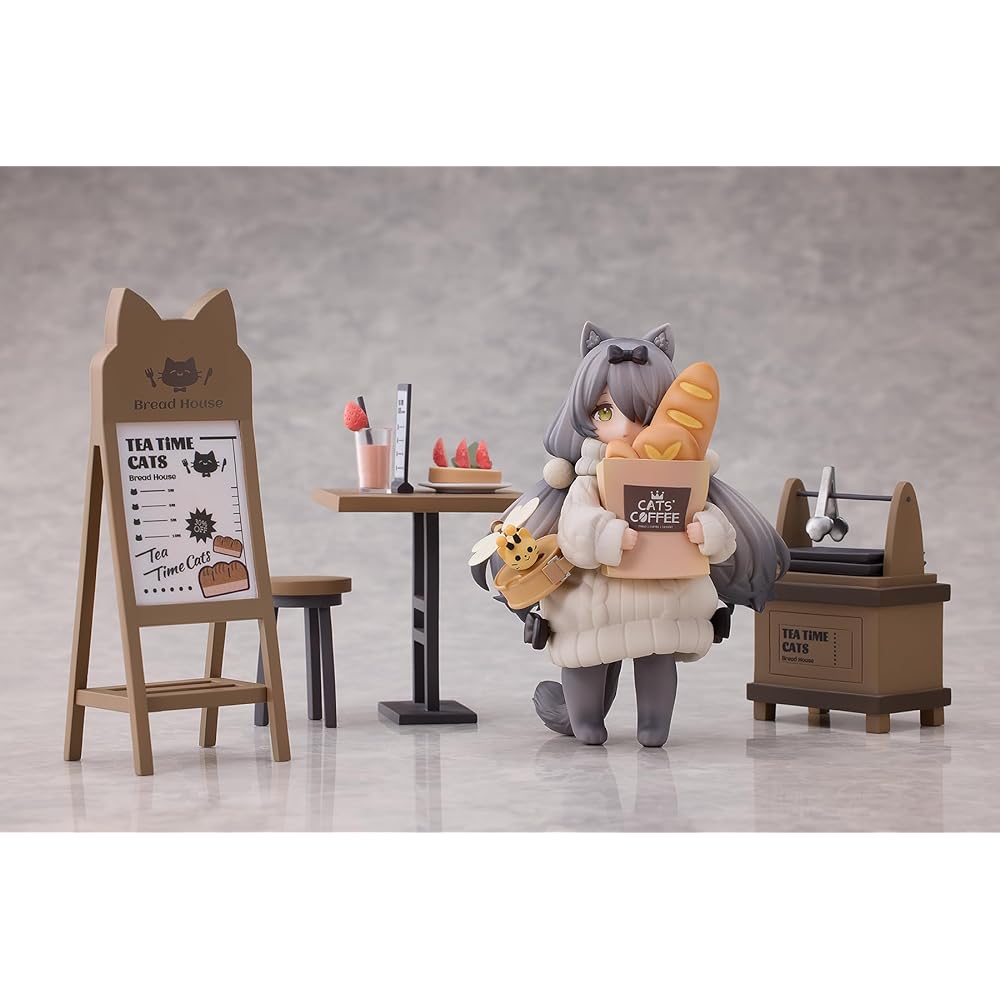 RIBOSE DLC Series "Teatime Cats Scene" Nyan Town "Bakery" Staff & Customer Set, Non-Scale ABS & PVC Painted Complete Figure