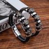 Готический Панк Скелет Череп Кожаный Браслет для Мужчины Стимпанк Акцентный Ручной Новый Магнитный Замок Кожаные Манжеты Браслеты