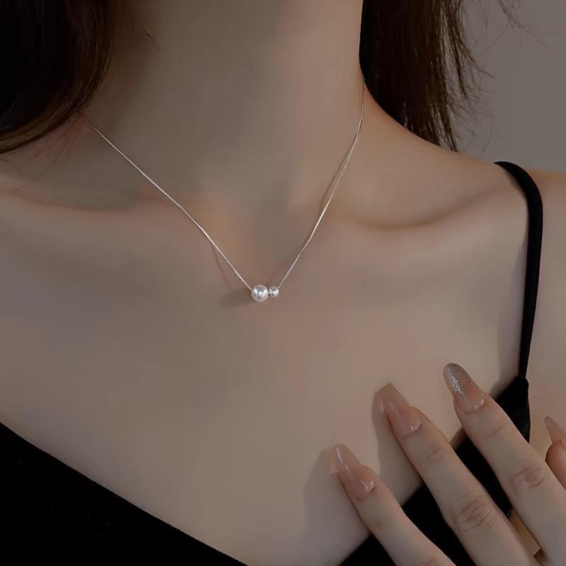 925 Stering Silver Two Pearl Necklace Pendant for Women Exquisite Luxury Jewelry Collarbone Chain Gift Accessories