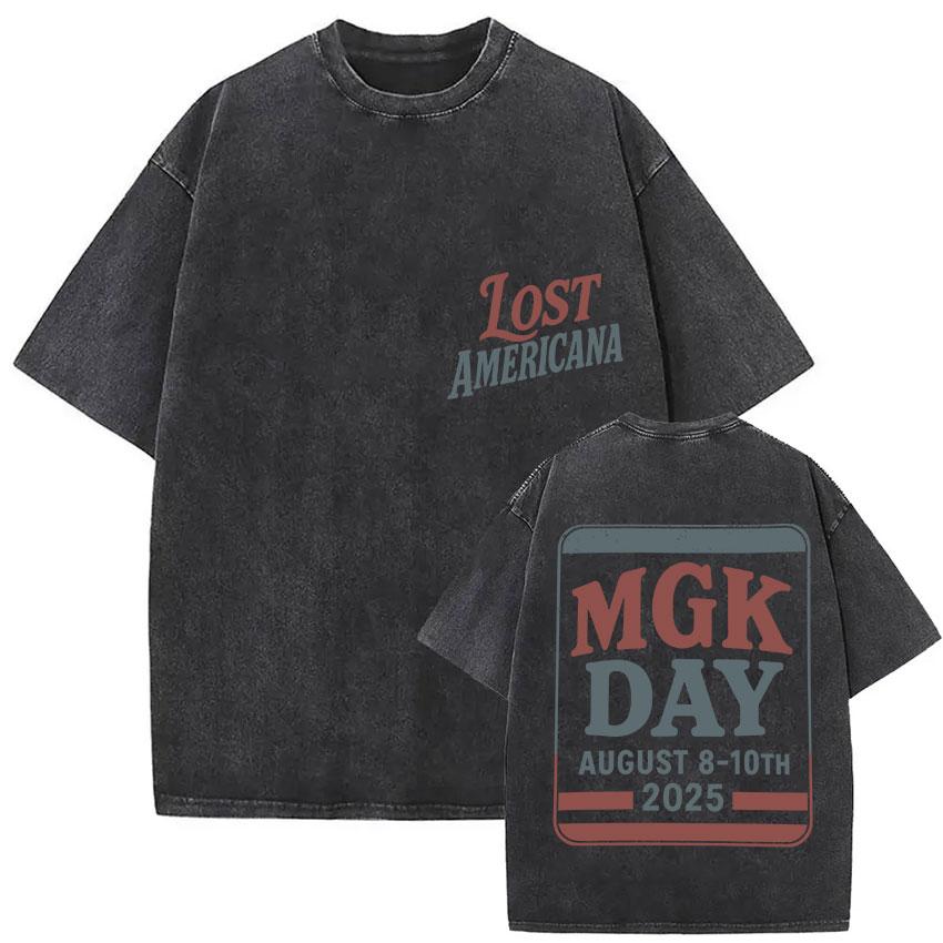 Vintage Washed MGK Lost Americana Tour 20252026 Print Tshirt Men Women Harajuku High Quality Fashion Oversized Cotton T Shirts