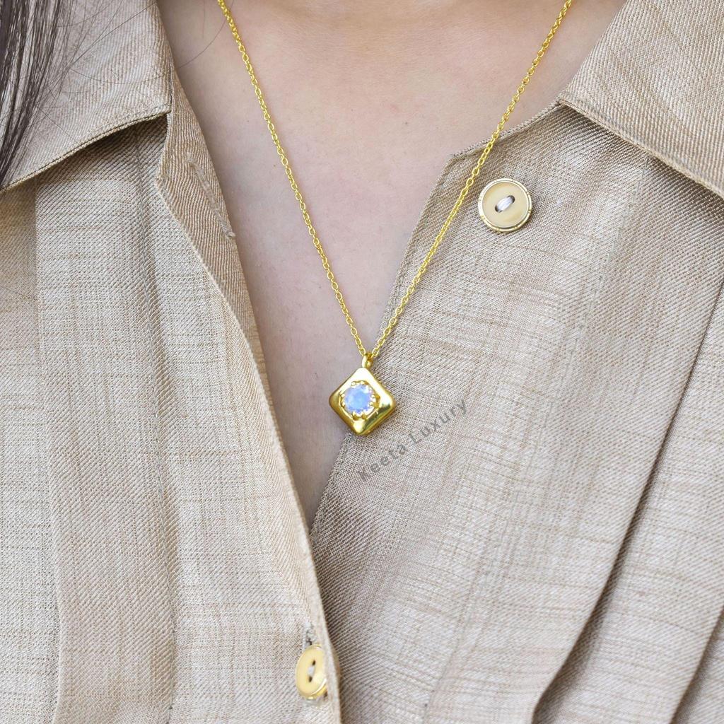 Genuine Rainbow Moonstone necklace, Moonstone Faceted round necklace, Moonstone 14K Gold necklace, Crystal necklace, Bridesmaid jewelry