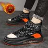 Зимние ботинки мужские, новые трендовые, повседневные, теплые, хлопковые, высокие, на толстой подошве, с липучками, мужские