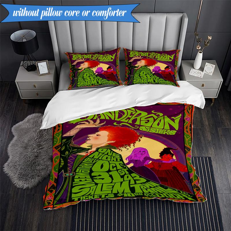 Halloween witches 3pcs K-pop music group Bedding set,Ideal for Bedroom, Dormitory,Including Duvet Cover And 2pcs Pillowcases,Fan gifts